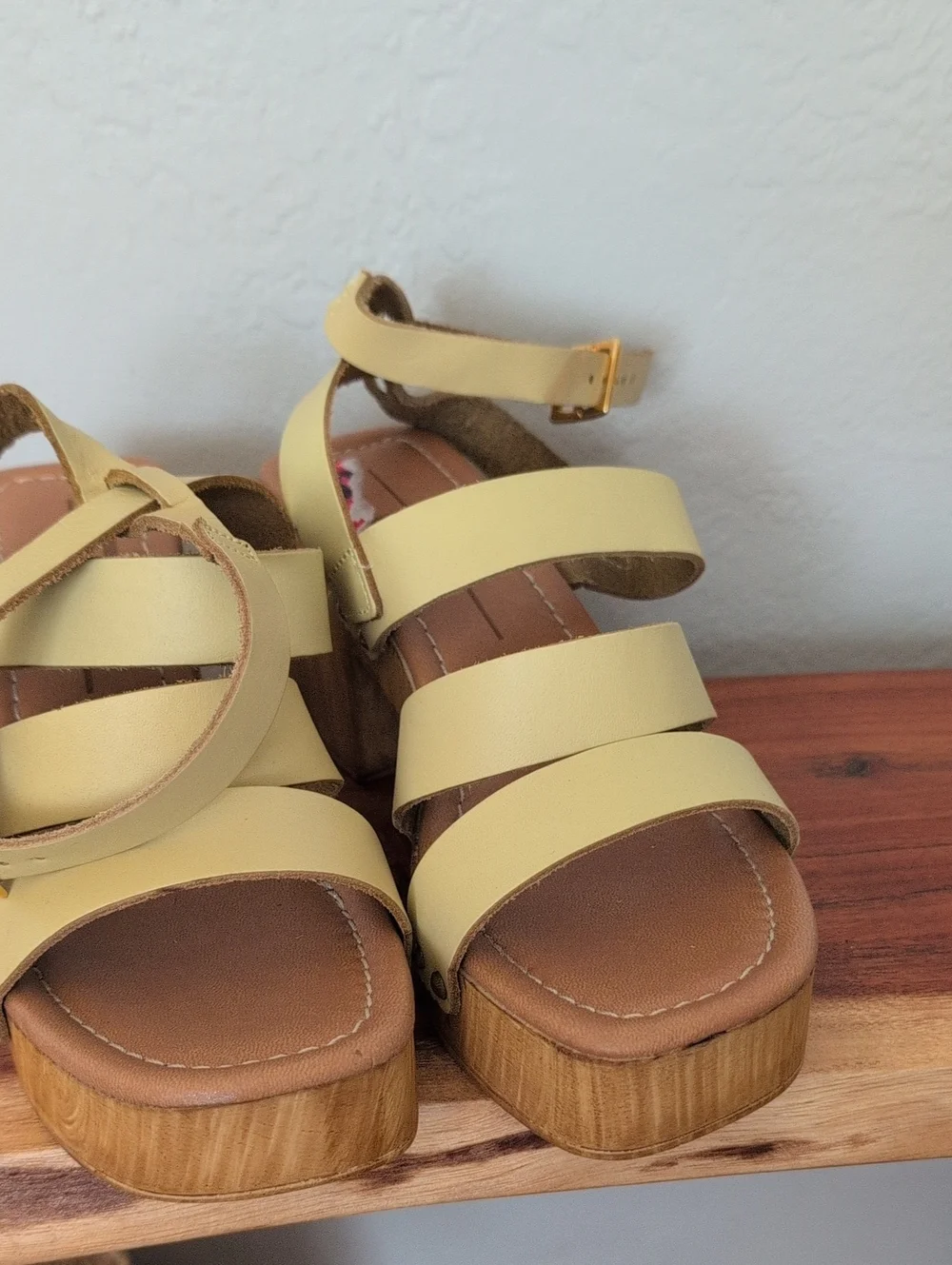 River Island Yellow Strappy Platform Sandals Clogs Size 37